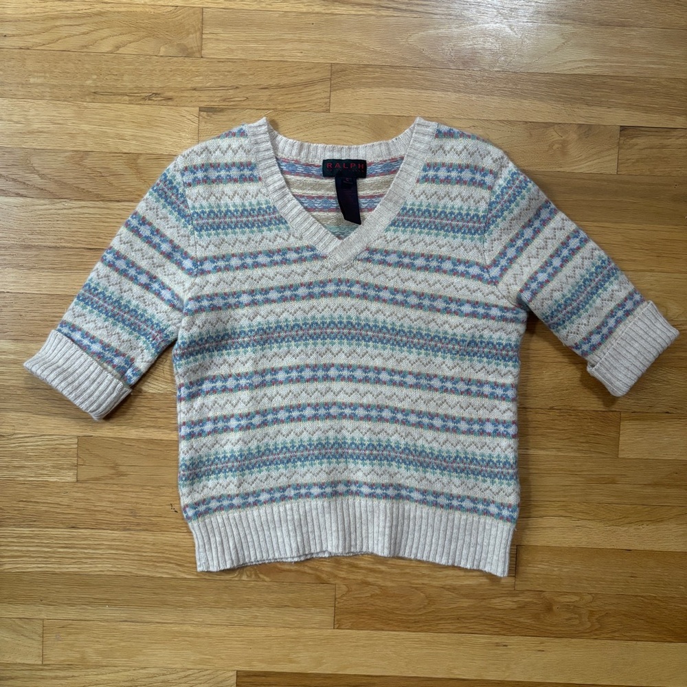 Vintage Ralph Lauren Pastel Fair Isle Lambswool Sweater S